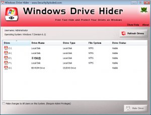 系统分区隐藏(Windows Drive Hider)