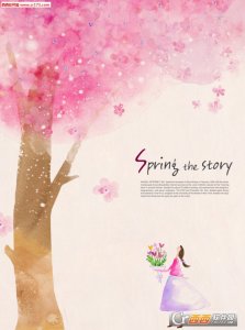 唯美梦幻春天的故事插画图片素材(粉色卡